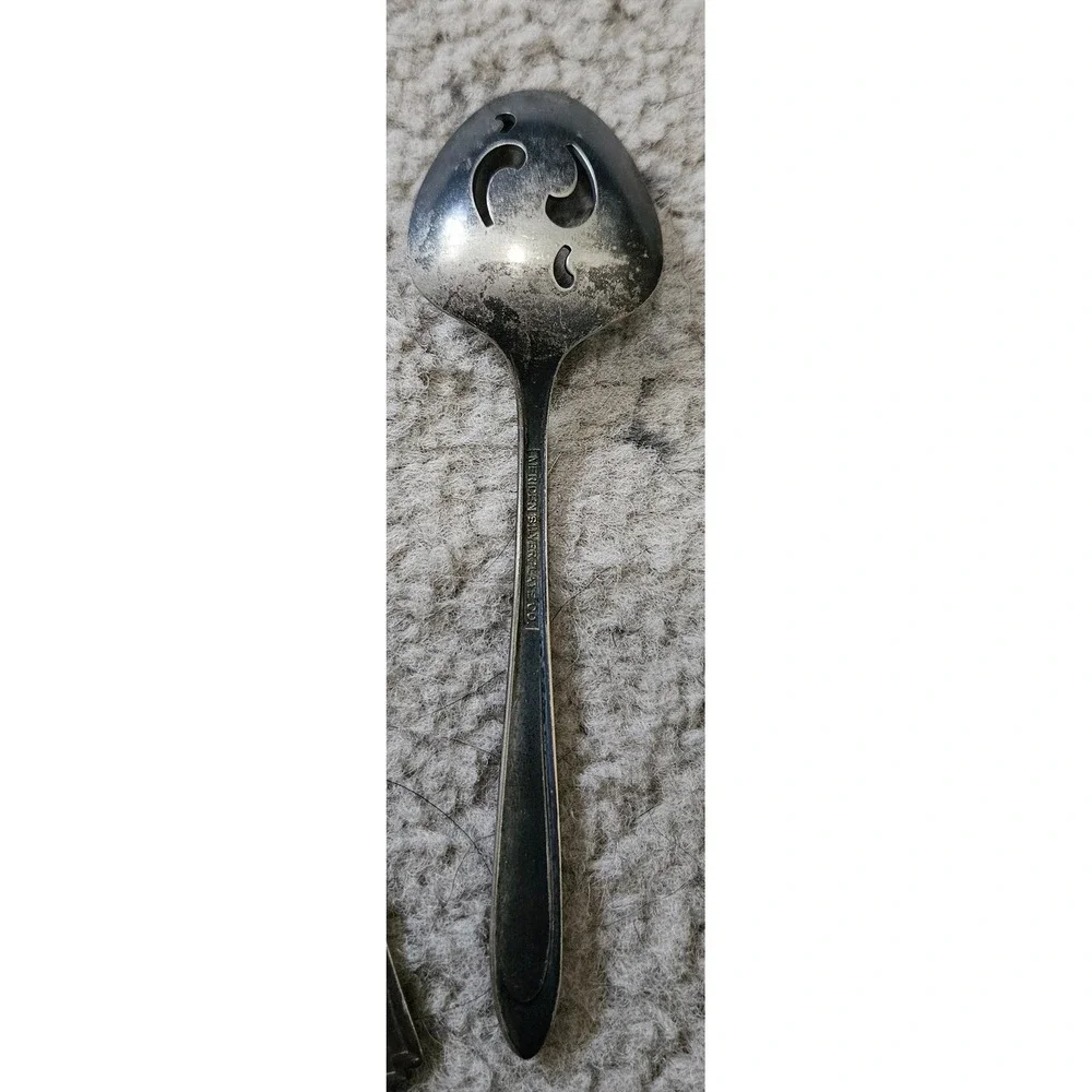 Antique Meriden Silver Plate Co Pierced Cherry Spoon & EPNS Sugar Spoons